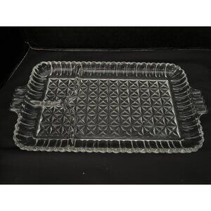 Anchor Hocking Vintage Pressed Glass Snack Lunch Trays, Set of 4 1950’s